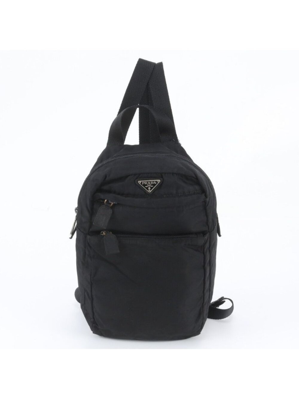 Prada Tessuto Nylon Triangle Logo Backpack Black